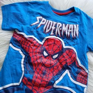 Spider-Man boys size 7 Graphic Tee Shirt T-shirt Blue Red Kids Marvel Cotton euc